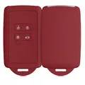 Produktbild: kwmobile Autoschlüssel Hülle kompatibel mit Renault 4-Tasten Smartkey Autoschlüssel (nur Keyless Go) - Silikon Schutzhülle Schlüsselhülle Cover in Dunkelrot