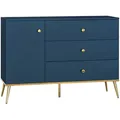 Produktbild: Sideboard, 120cm breit, in dunkelblau mit goldfarbenen Griffen und Füßen MONTPELLIER-131, b/h/t ca. 120/85/40 cm