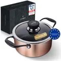 Produktbild: NYORD Kupfertopf - Antihaft, Kratzfest, Kochtopf Wabenstruktur, Spülmaschinenfest, Hybrid Topf, Keramik Beschichtung, PTFE & PFOA frei, 5 Liter