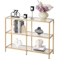 Produktbild: VEVOR 3-stufiger Konsolentisch moderner rechteckiger Flurtisch (100 x 30 x 72,9 cm) mit Platte aus gehärtetem Glas, Beistelltisch mit Kippschutz, für Wohnzimmer Flur Eingangsbereich Foyer Golden