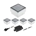 Produktbild: ledscom.de 5er-Set LED Pflasterstein CUS Bodenleuchte für außen, warm-weiß, IP67, 230V, 10x10cm