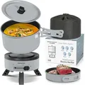Produktbild: Enfrifam Elektrische Multipfanne Elektrische Hot Pot, Multikocher, Elektrische Pfannen, Campingkocher 700,00 W, Fondue Set, Ideal Für Büro Wohnheime Hotels Reisen Wohnwagen-grau(2 St Pot)