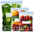 Produktbild: FRIO Gefrierbeutel mit Zip 65 Stück 3 Größen (S/M/L, 2/4/6 L), luftdicht, wiederverwendbar mit doppeltem Zip-Verschluss & vorgedrucktem Etikett, robuste Beutel für Lebensmittel Gefrierschrank & Vorrat