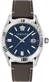 Produktbild: Versace VE3K00122 Greca Time blau silber braun Leder Armband Uhr Herren NEU