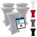 Produktbild: Blumtal 5er Set Stretch Stehtisch Hussen Bügelfrei - Oeko -TEX zertifizierte Tischhussen für Stehtische Ø 60 – 65 cm - Verstärkung im Fußbereich - waschmaschinengeeignet - Silbergrau