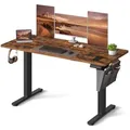 Produktbild: SONGMICS Schreibtisch Höhenverstellbarer elektrisch, 100/120/140/160/180 cm, USB-C-Anschluss, Memory-Funktion für 4 Höhen, mit Stoff-Organizer braun 140 cm x 60 cm