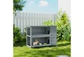 Produktbild: PawHut Kleintierstall Kaninchenstall aus Holz mit 2 Etagen Asphaltdach Bodenwanne Türen, für Kleintiere Kaninchen Indoor Outdoor 136,4 x 50 x 93 cm Grau