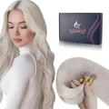 Produktbild: LaaVoo Nanoring Extensions Echthaar Blond Nanoring Extensions Platinblond Natürliche Nanoring Haarverlangerung Echthaar Glatt 35cm 50g 50s 1g/s #60