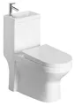 Produktbild: Aqualine Tiefspül-WC HYGIE Kombi-WC mit Waschbecken, Abgang senkrecht/waagerecht, Weiß, Aqualine-PB104W