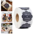 Produktbild: Öffnen und Freuen Aufkleber 600 Stück 40mm Blumenförmige Etiketten auf Rolle Geschenkaufkleber Selbstklebend ideal für Geschenkverpackung,Hochzeit,Überraschung,Individuelles Design (Schwarz)
