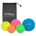 Produktbild: Sport-Tec Igel-Ball soft, 5er Set, inkl. Aufbewahrungsbeutel, verschiedene Größen und Farben, Ø 6 cm bis Ø 10 cm, Massageball, Reflexzonen-Massage