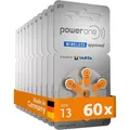 Produktbild: Power-One Hörgerätebatterie 24606 p13, 300 mAh, PR48, orange, Zink-Luft, 60 Stück