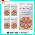 Produktbild: 30 Batterien PowerOne Typ 13 BATTERIEN  PR48  p13 HÖRGERÄTE BATTERIE ORANGE