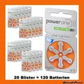 Produktbild: 120 Stück Hörgerätebatterie PowerOne Typ 13 PR48 p13 HÖRGERÄTE BATTERIE