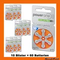 Produktbild: 60 Stück Hörgerätebatterie PowerOne Typ 13 PR48 p13 HÖRGERÄTE BATTERIE