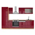 Produktbild: Vicco Küchenzeile R-Line, Rot Hochglanz/Goldkraft Eiche, 300 cm ohne Arbeitsplatte