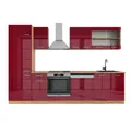Produktbild: Vicco Küchenzeile R-Line, Rot Hochglanz/Goldkraft Eiche/Goldkraft Eiche, 300 cm ohne ...