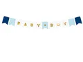 Produktbild: PartyDeco Girlande 15x160cm Baby Boy Junge Papiergirlande Banner Babyparty Geburt blau hellblau weiß