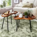 Produktbild: Couchtisch 2-teilig Massivholz Satztische Wohnzimmertisch Nierentisch Holz-Tisch