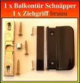 Produktbild: 1 Stck Balkontür Schnäpper Siegenia 1361 +1 Stck. Ziehgriff Braun +  Schrauben