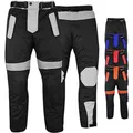 Produktbild: Motorradhose Herren mit 2CE Protektoren - Winddicht Biker Quad textil Hosen - Wash- & Abnehmbar Thermo-Futter, Kombi-Reißverschluss, Elastischer Bund - aus 4 Schichten & 2 Zipper Taschen Grau - 46