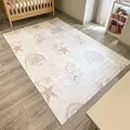 Produktbild: Nazar Kinderteppich für Kinderzimmer, Babyteppich, für Mädchen und Jungen, Motiv Dinosaurier, Weltkarte und Tiere (742 Creme, 160x230 cm)