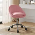 Produktbild: WOLTU Homeoffice Stuhl, Schminkstuhl drehbar, Drehstuhl mit Rollen, Schreibtischstuhl 150 kg belastbar, für Schlafzimmer Arbeitszimmer, Samt, Rosa, BS167rs