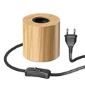 Produktbild: ledscom.de Tischlampe HITO, Schalter, Echtholz (Gummibaum), rund, hellbraun, 1x E27 max. 60W