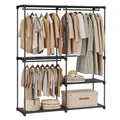 Produktbild: SONGMICS Kleiderschrank offen, Kleiderständer, Kleiderstange, Garderobe, 3 Hängefächer, viel Platz, für Schlafzimmer, Wohnzimmer, 138 x 43 x 182 cm, tintenschwarz RYG025B02