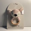 Produktbild: Jollein Beißring Rassel Holz Reh Ø 7cm Rosa Baby Zahnen „Malou“ (S027)