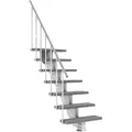Produktbild: Dolle Außentreppe Gardenstep 80cm breit 7 Stufen Trimax grau 129,5-157,5cm Steigungshöhe mit Geländer