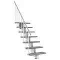 Produktbild: Außentreppe DOLLE Gardenstep mit 7 Stufen (Geschosshöhe: 129,5-157,5 cm) │ 80 cm Stufenbreite │ Stufenauflage Trimax® Grau │ Mit Steiggeländer