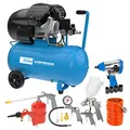 Produktbild: Güde Kompressor-Set 405/10/50 15TLG (ölgeschmiert, 10 bar, 2200 W, 50 l Kessel, eff. Liefermenge 250 l/min, 2x Manometer, 2x Druckluftkupplungen, Sicherheitsventil & Ablassschraube, inkl. Zubehör-Set)
