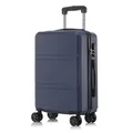Produktbild: Koffer Trolley Reisekoffer Suitcase, Rollkoffer Handgepäck ,mit 4 Rollen360°, Hartschalenreisekoffer, Zahlenschloss, Weicher Gummigriff (L,Dunkelblau)