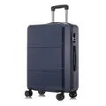 Produktbild: YONSLY Trolley Reisekoffer Travel Suitcase, Rollkoffer Handgepäck, Hartschalenreisekoffer mit 4 Rollen 360°, Zahlenschloss, Weicher Gummigriff (L, Dunkelblau)