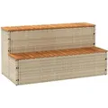 Produktbild: Vidaxl - Whirlpool-Stufen Beige 100x50x50,5 cm Poly-Rattan Massiv Akazie