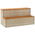 Produktbild: vidaXL Whirlpool-Stufen Beige 100x50x50,5 cm Poly-Rattan Massiv Akazie