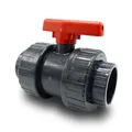 Produktbild: Baumaxxe PVC Kugelhahn 63mm I Absperrhahn 2 Zoll 2-Wege mit 2x Klebemuffe und Verschraubung radial ausbaubar I Für Poolverrohrung Teich Aquaristik Entwässerung Bewässerung I bm146