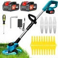 Produktbild: Xbzzgmg Rasentrimmer mit Akku, Akku Rasentrimmer mit 2 Akkus und 2 Messertypen Verstellbarer Freischneider, Teleskop-Freischneider Akku mit Geringem Geräuschpegel für Höfe, Gärten und Gehwegkanten