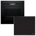Produktbild: BOSCH Flex-Induktions-Herd-Set HND679LS67, mit Backwagen, Pyrolyse-Selbstreinigung, Backwagen mit ausziehbarer Tür für bequemes Kochen & Backen schwarz