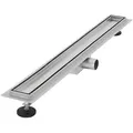 Produktbild: LuxeBath Duschrinne Edelstahl Doppelseitige Bodenablauf 2in1, Komplettset Bodenbefestigung, Duschablauf, Siphon mit Geruchsstop, Haarsieb, Ablaufrinne Dusche silberfarben 80 cm
