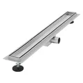 Produktbild: LuxeBath Duschrinne 80cm 2in1, befliesbar, extra flach, Edelstahl, Silber, Doppelseitige Bodenablauf, Komplettset Bodenbefestigung, Duschablauf, Siphon mit Geruchsstop, Haarsieb, Ablaufrinne Dusche