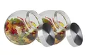 Produktbild: APS Vorratsglas 2er Set - Behälter mit Premium Glaskugel-Optik und Schraubdeckel aus rostfreiem Edelstahl - Aromadichte durch die hochwertigen Schraubdeckel