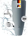 Produktbild: GARANTIA 2in1 Wasserbehälter Komplett-Set 300 Liter zinkgrau inkl. Chrom-Auslaufhahn und Fallrohranschluss