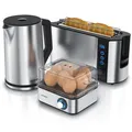 Produktbild: Arendo Frühstücks-Set in silber - Wasserkocher / Toaster / Eierkocher