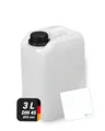 Produktbild: Trevendo Wasserkanister 3 Liter (DIN 45, Ø35 mm) - eingeprägte Literskala - Lebensmittelecht - BPA-frei - Ideal für Camping, Reisen und mehr - inkl Beschriftungsetikett