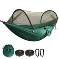 Produktbild: NATUREFUN Ultra-Light Reisecamping Hängematte Moskitonetz Hängematte | 300 kg Tragkraft, atmungsaktiv Schnelltrocknendes Fallschirm-Nylon | 2 Premium Karabiner, 2 Nylonschlingen inklusive Dunkelgrün