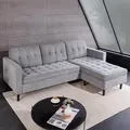 Produktbild: riess-ambiente Ecksofa STOCKHOLM 220cm grau Cordstoff Federkern 3-Sitzer mit Ottomane links und rechts platzierbar - Grau