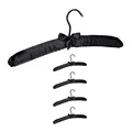 Produktbild: Relaxdays Kleiderbügel Satin, 5er Pack, weich gepolstert, 360° drehbarer Haken, dekorative Schleife, 38 cm, schwarz, 5 Stück