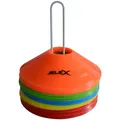 Produktbild: JELEX Trainingshütchen Set 50 Stück, Fussball Hütchen Set Markierungsscheiben für Training und Freizeit inkl. Hütchenständer (Mehrfarbig)